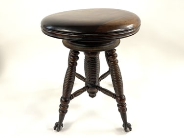 ADJUSTABLE PIANO STOOL , GLASS BALL AND CLAW FEET