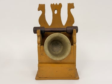 SINGLE DRAWER MORTAR RACK W/ BRASS MORTAR & PESTLE IN PUMPKIN PAIN