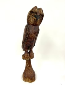 LARGE CARVED WOODEN FOLKY CARVED OWL