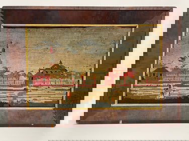 BIG FRAMED HAND-DONE LANDSCAPE NEEDLEWORK