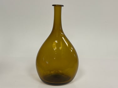 LARGE AMBER COLOR BLOWN GLASS CHESTNUT BOTTLE