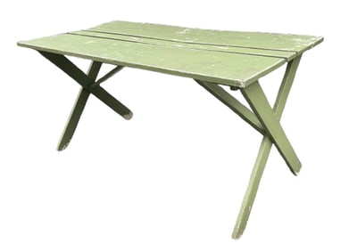 GREEN PAINTED SAWBUCK TABLE