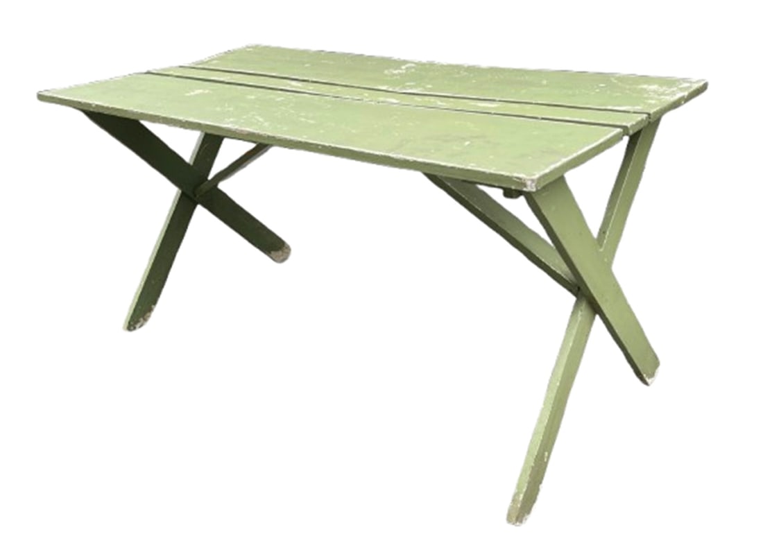 GREEN PAINTED SAWBUCK TABLE (1 of 6)