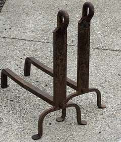 18TH C IRON ANDIRONS