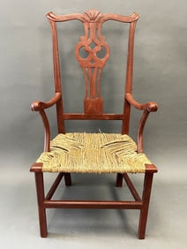 HIGH STYLE COUNTRY CHIPPENDALE ARMCHAIR WITH CARVED SHELL