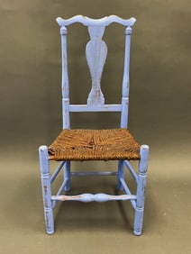BLUE CHIPPENDALE SIDE CHAIR 1780-1790