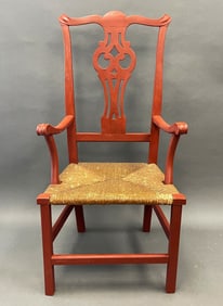 COUNTRY CHIPPENDALE ARM CHAIR,WITH CENTRAL HEART MOTIF