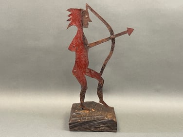 PAINTED IRON INDIAN WEATHERVANE