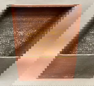 RED PAINTED OPEN WOOD BOX