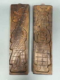 TWO CARVED COOKIE BOARDS