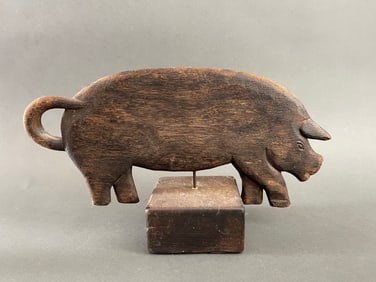 CARVED WOODEN PIG