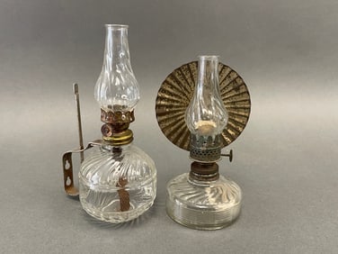 TWO SMALL OIL LAMPS