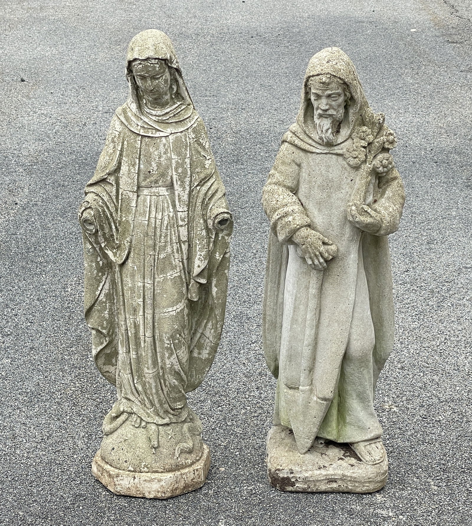 TWO CONCRETE RELIGIOUS  STATUES (1 of 4)