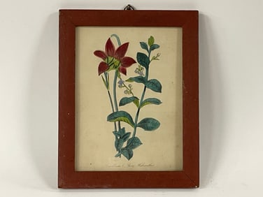 W/C FLORAL IN RED PAINTED FRAME