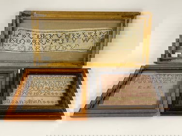 THREE NEEDLEWORK SAMPLERS, SUSAN SMITH 1892
