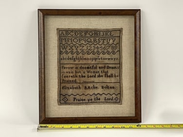19TH C NEEDLEWORK SAMPLER , ELIZABETH RITCHIE , BOLTON