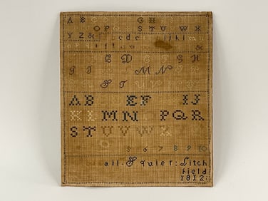 EARLY NEEDLEWORK SAMPLER SINAL LITCHFIELD,1812 ABIGAIL GUIEN