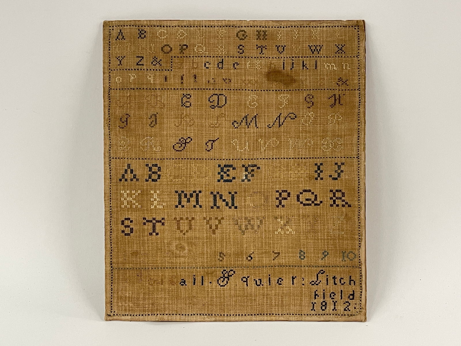 EARLY NEEDLEWORK SAMPLER SINAL LITCHFIELD,1812 ABIGAIL GUIEN (1 of 3)