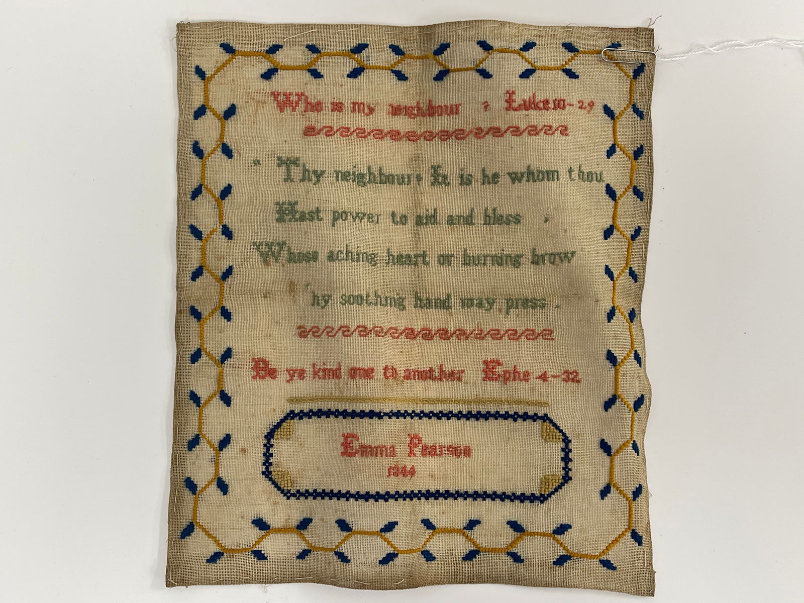 1844 EMMA PEASON NEEDLEWORK SAMPLER (1 of 2)