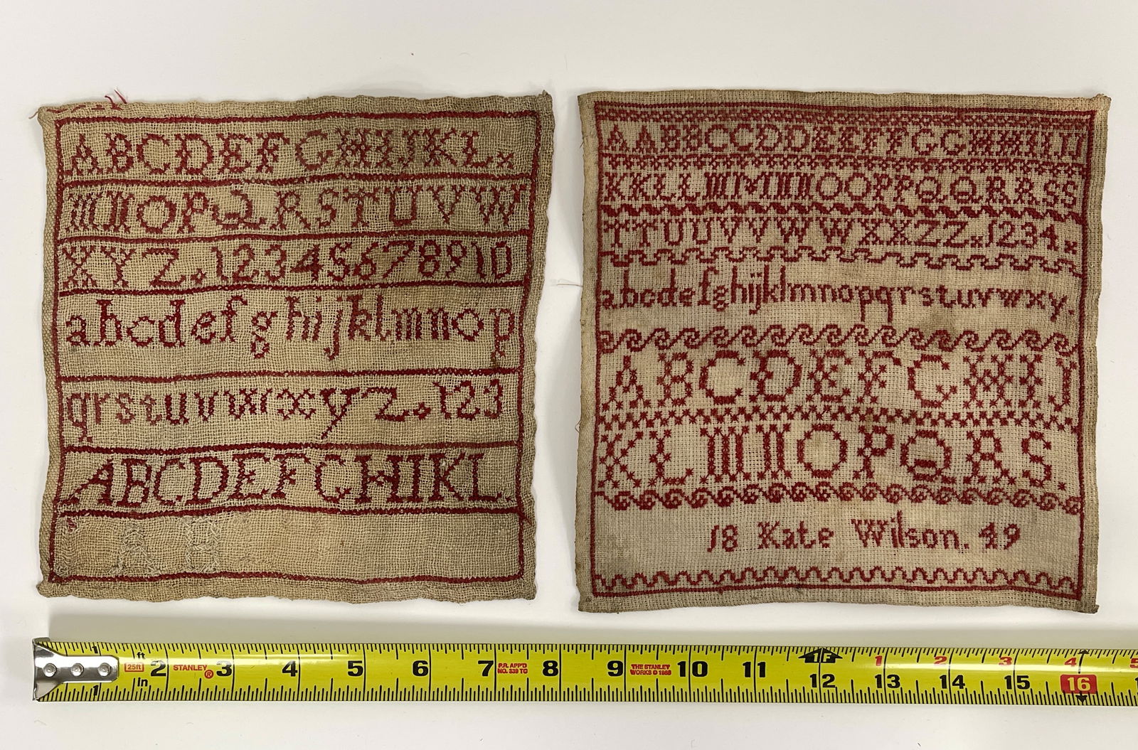 TWO NEEDLEWORK SAMPLER ON SIGNED 1849 KATE WILSON (1 of 1)