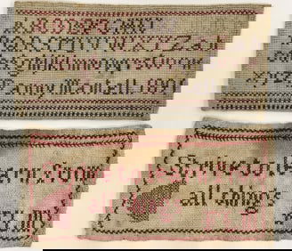 TWO SMALL SAMPLERS FANNY MANTELL 1891