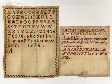 TWO NEEDLEWORK SAMPLERS 1876