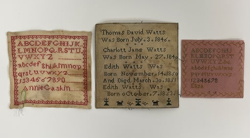 THREE MINIATURE NEEDLEWORK SAMPLERS
