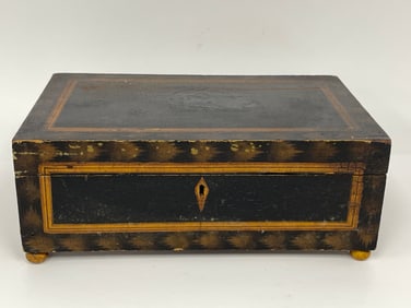 FOLK ART PAINTED VALUABLES BOX