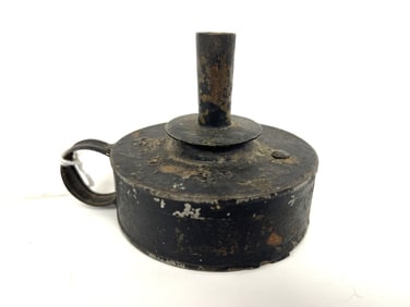 EARLY 19TH TIN AND IRON PAINTED CHAMBERSTICK