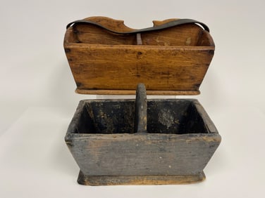 TWO PRIMITIVE CARRIERS WITH COMPARTMENTS