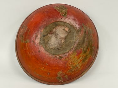 19TH C SALMON PAINTED BOWL