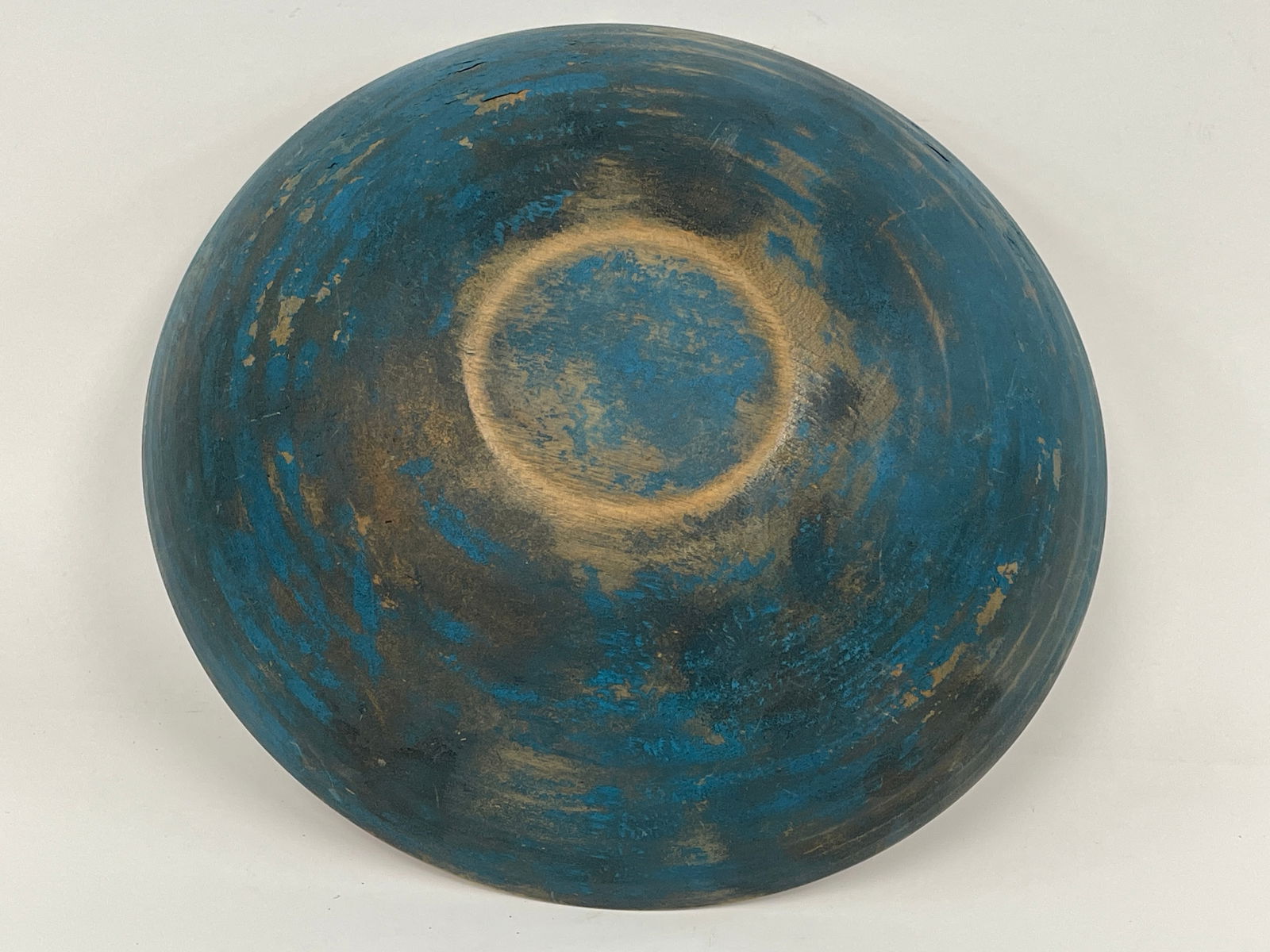 19TH C BLUE PAINTED BOWL (1 of 3)