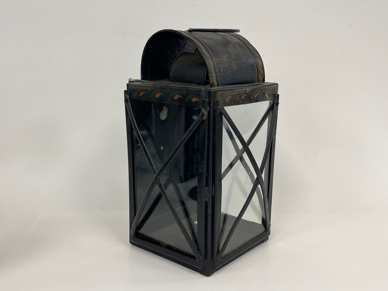 TOLE DECORATED IRON LANTERN (1 of 5)