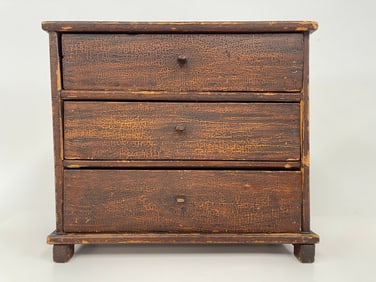 THREE DRAWER TABLE TOP CHEST WITH ORIGINAL PAINT