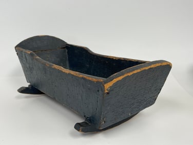 BLUE PAINTED DOLLS CRADLE
