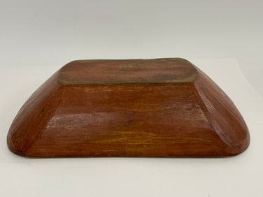 EARLY RED PAINTED TRENCHER BOWL