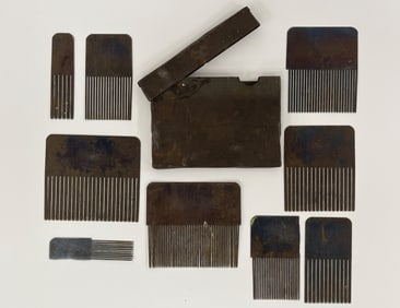 EARLY TIN COLLECTION OF GRAINING COMBS