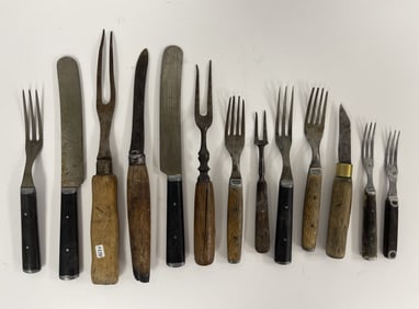 19TH C GROUPING OF WOODEN HANDLED UTENSILS