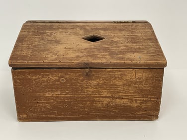 19TH C PAINT DECORATED SLANT TOP BOX