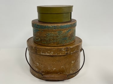 GROUPING OF THREE PAINTED PANTRY BOXES