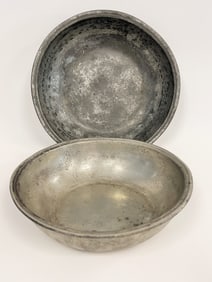 TWO PEWTER DEEP BOWLS