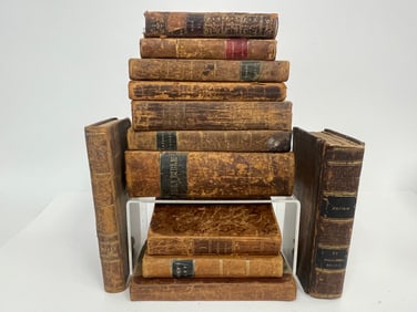 GROUPING OF LEATHER BOUND BOOKS 12 TOTAL