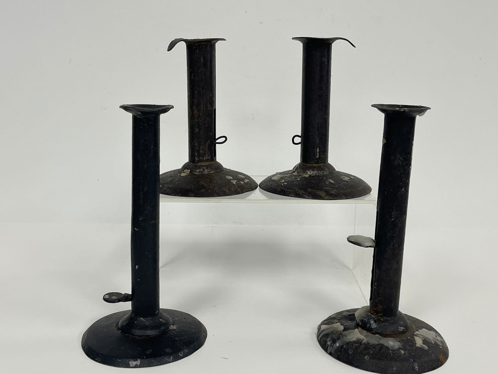 TWO PAIRS OF PUSH UP CANDLESTICKS (1 of 3)