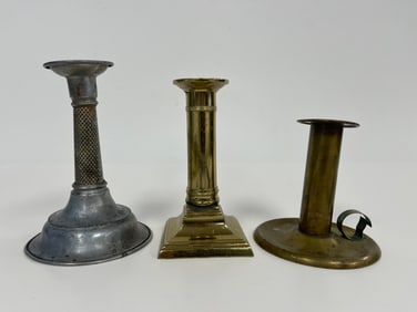THREE MISC CANDLESTICKS