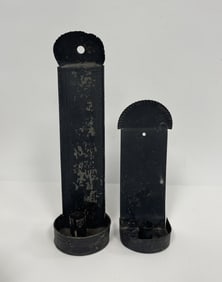 TWO PAINTED TIN CANDLE SCONCES