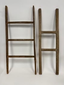 TWO PRIMITIVE CHEESE LADDERS