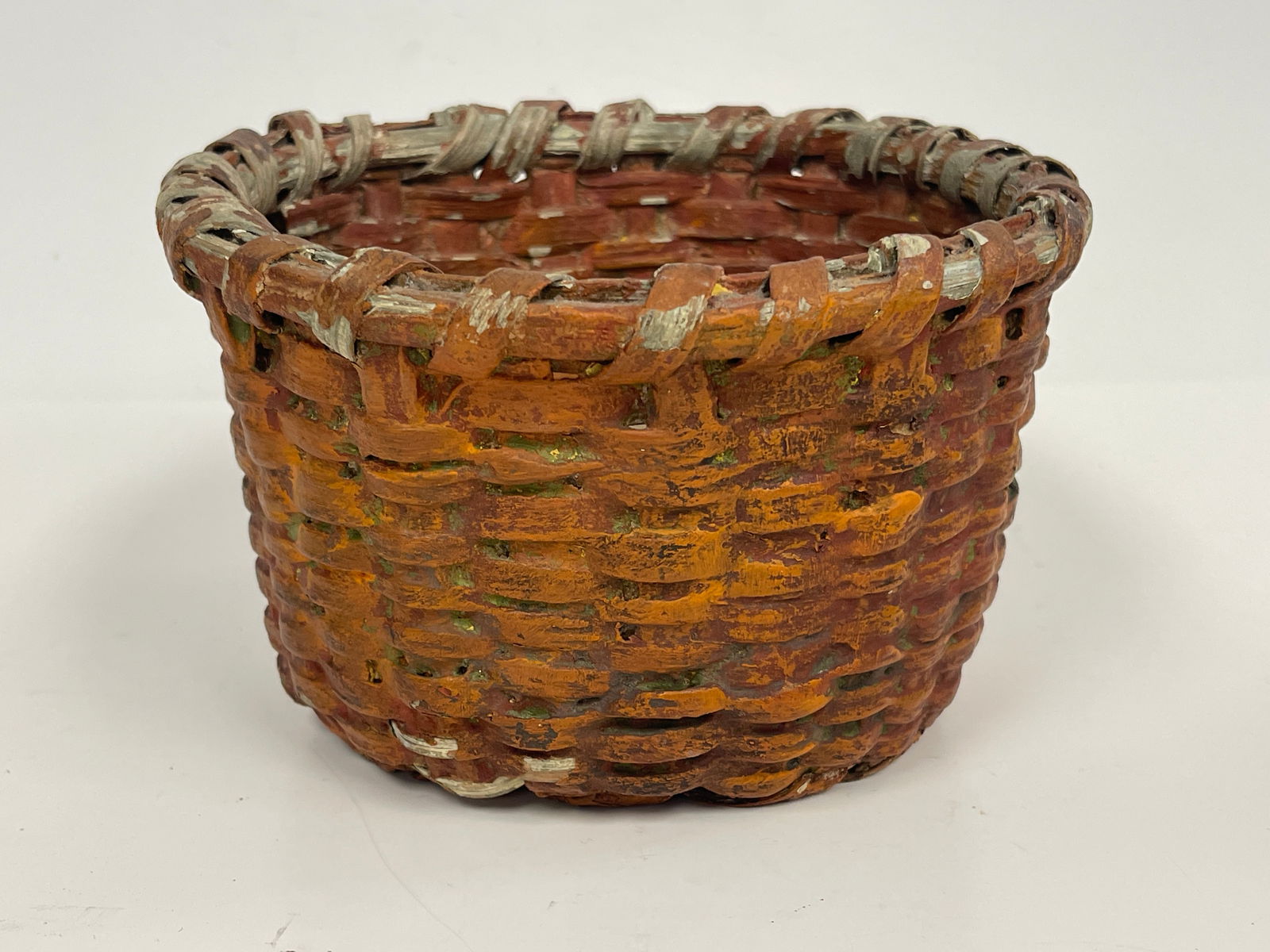 SMALL ORANGE PAINTED BASKET (1 of 5)