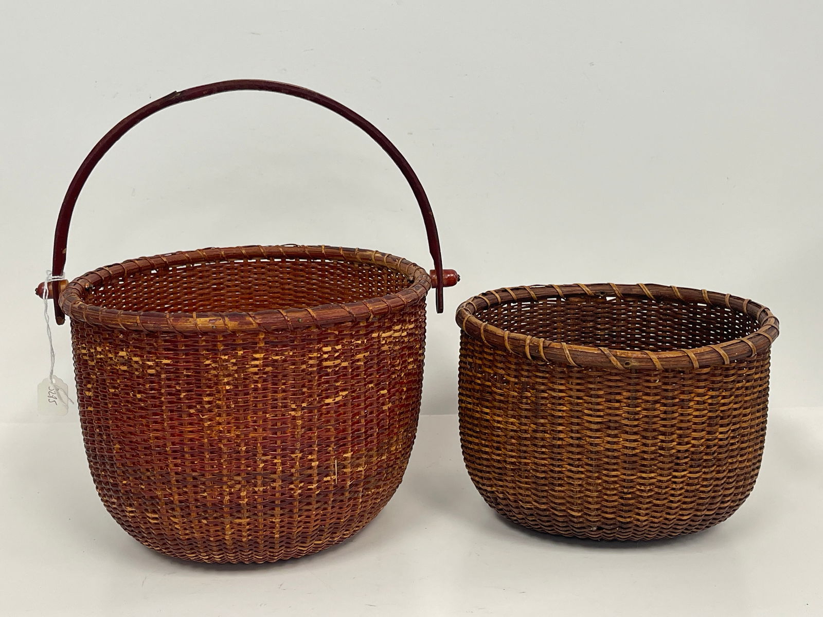TWO NANTUCKET BASKETS PAINTED RED (1 of 6)