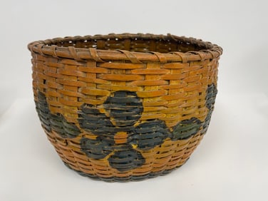 LARGE PAINT DECORATED BASKET