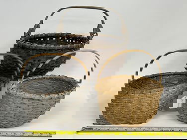 THREE BASKETS , ONE PAINTED SILVER , 2 TAGHKANIC BASKETS